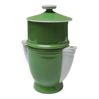 Antique Green Aluminite Porcelain Coffee Pot Frugier