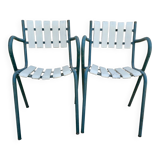 Pair of wooden and metal armchairs from the 60s