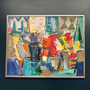 Large Original Swedish Oil on Canvas – “Still Life with Flowers” by Eric With (1916–2000) – Signed – Vintage & Framed – 89×70.5cm
