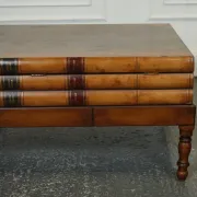 Vintage Coffee Table in Faux Leather with Internal Storage for Books