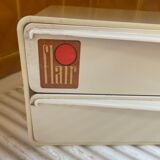 Bakelite white plastic vintage wall storage box with Flair origin label