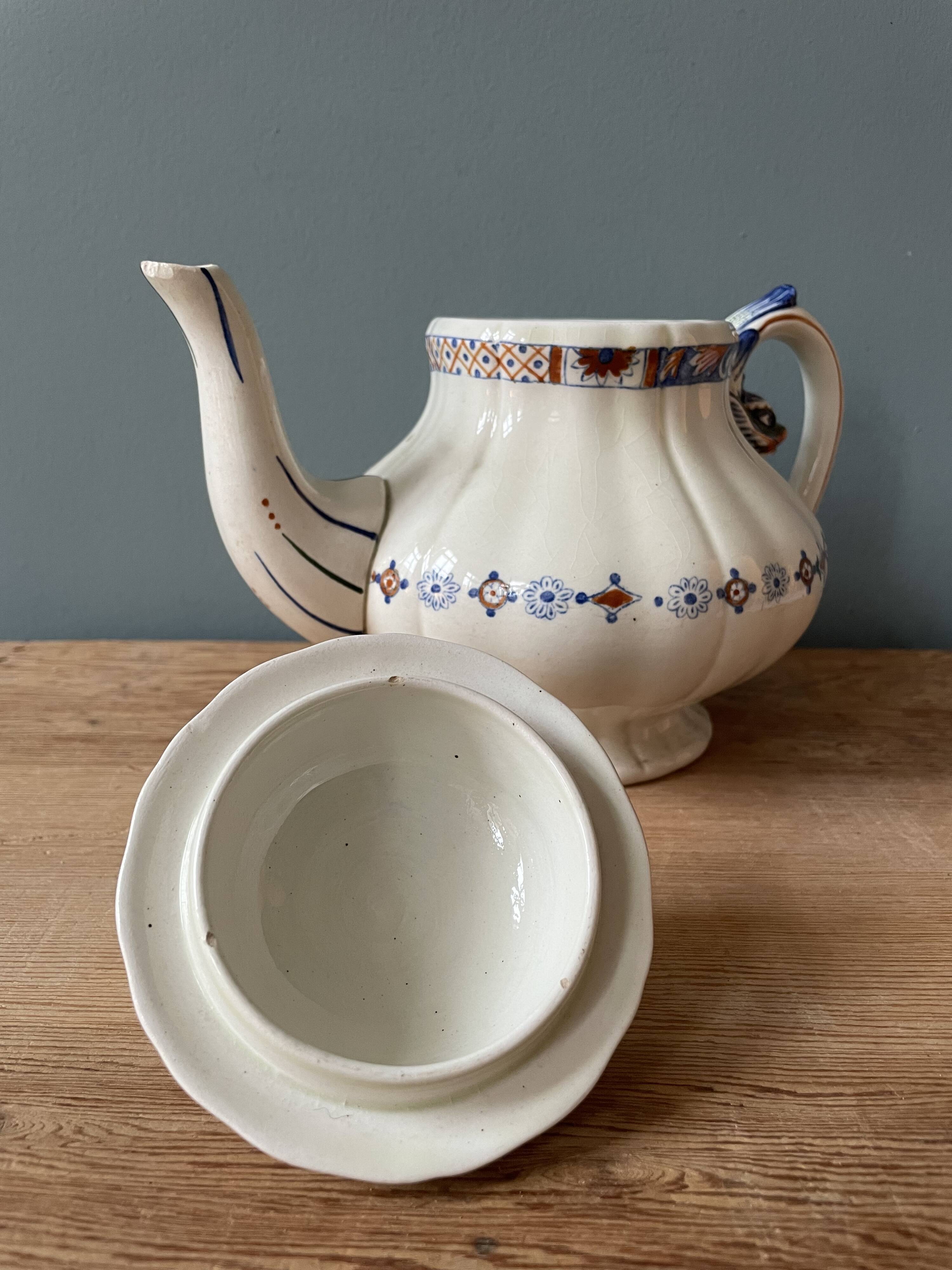 Coffee service Émile Bourgeois Grand Dépôt, décor Rouen XIXth