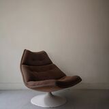 chauffeuse tulipe pivotant en tissu beige Artifort, design 1970