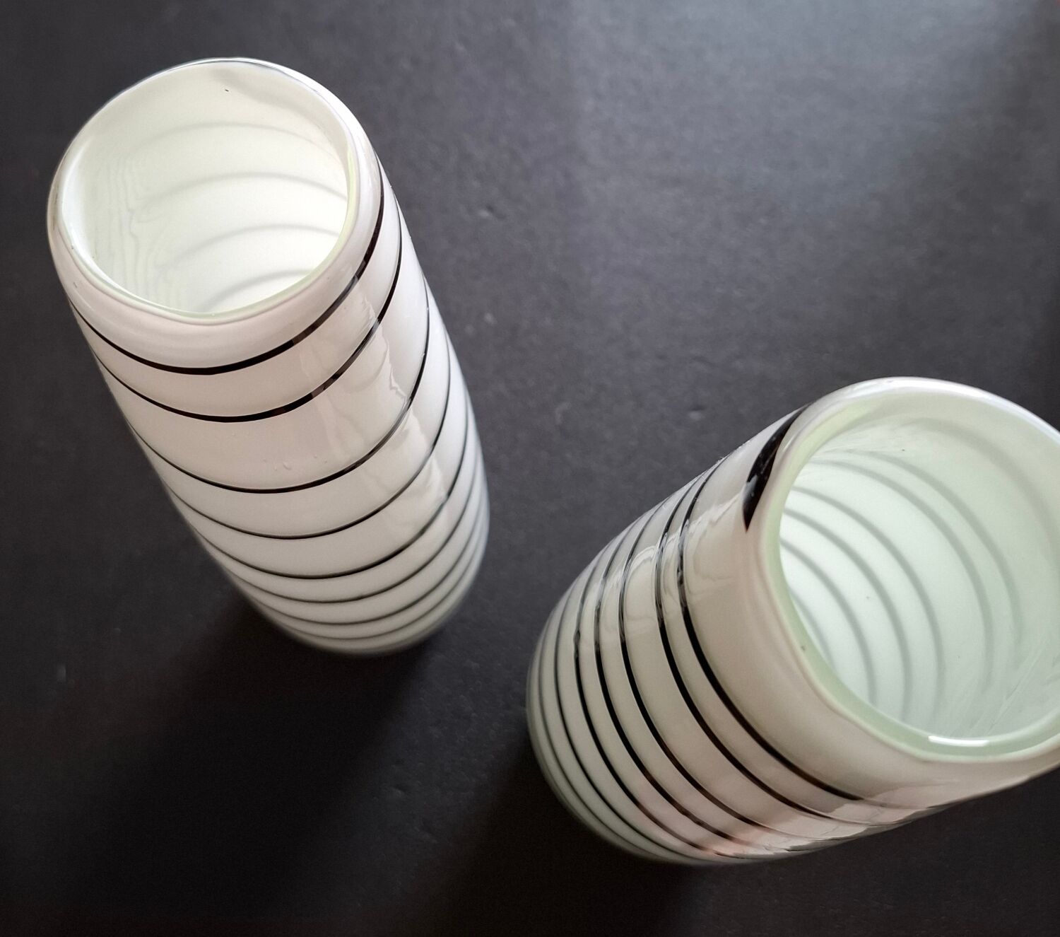 Set of 2 handcrafted opaline vases