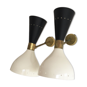 Pair of Italian designer wall lights from the 1950s