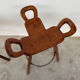 Vintage Sergio Rodrigues style bar stool, solid wood saddle stool, Brazilian modern