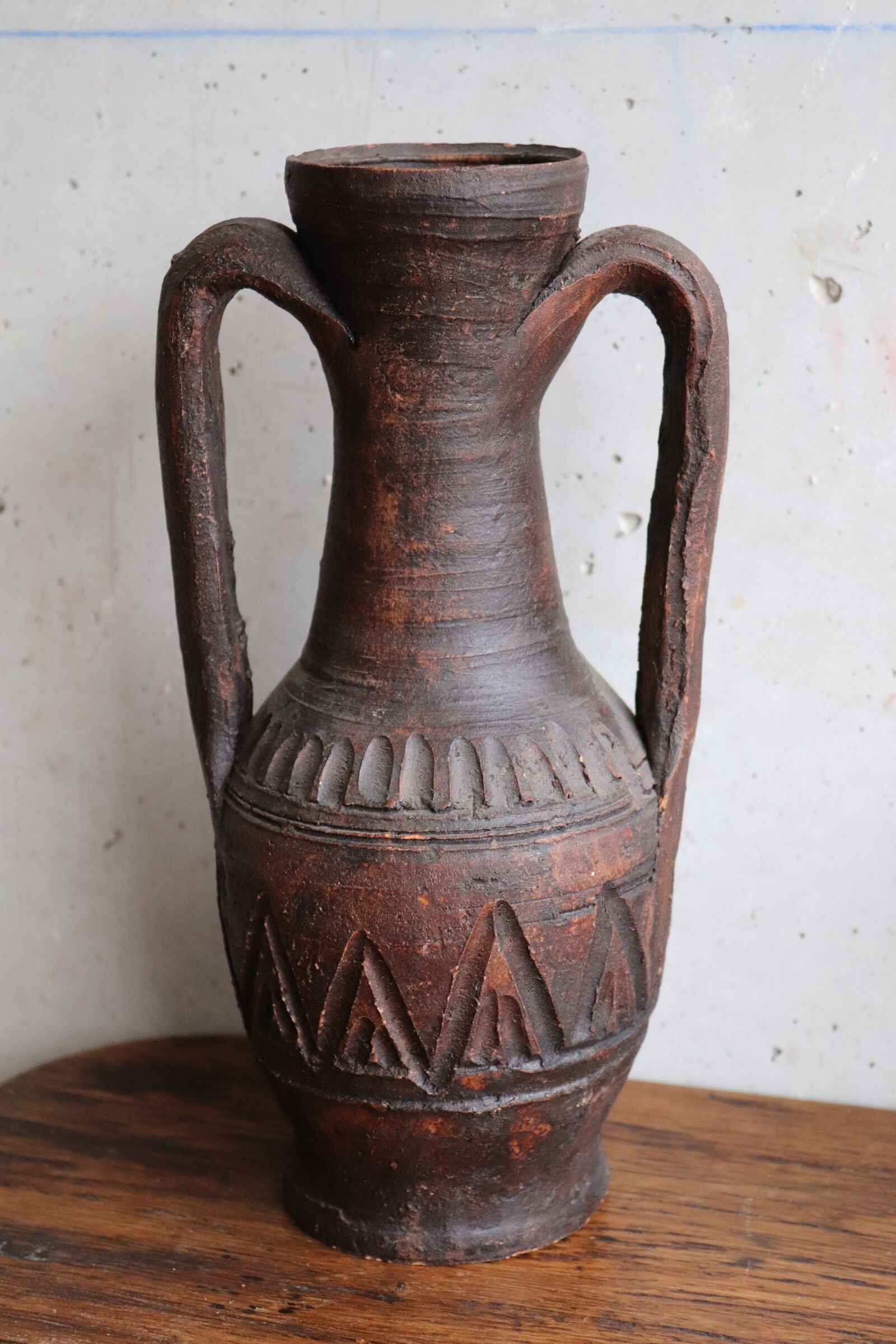Terracotta amphora vase