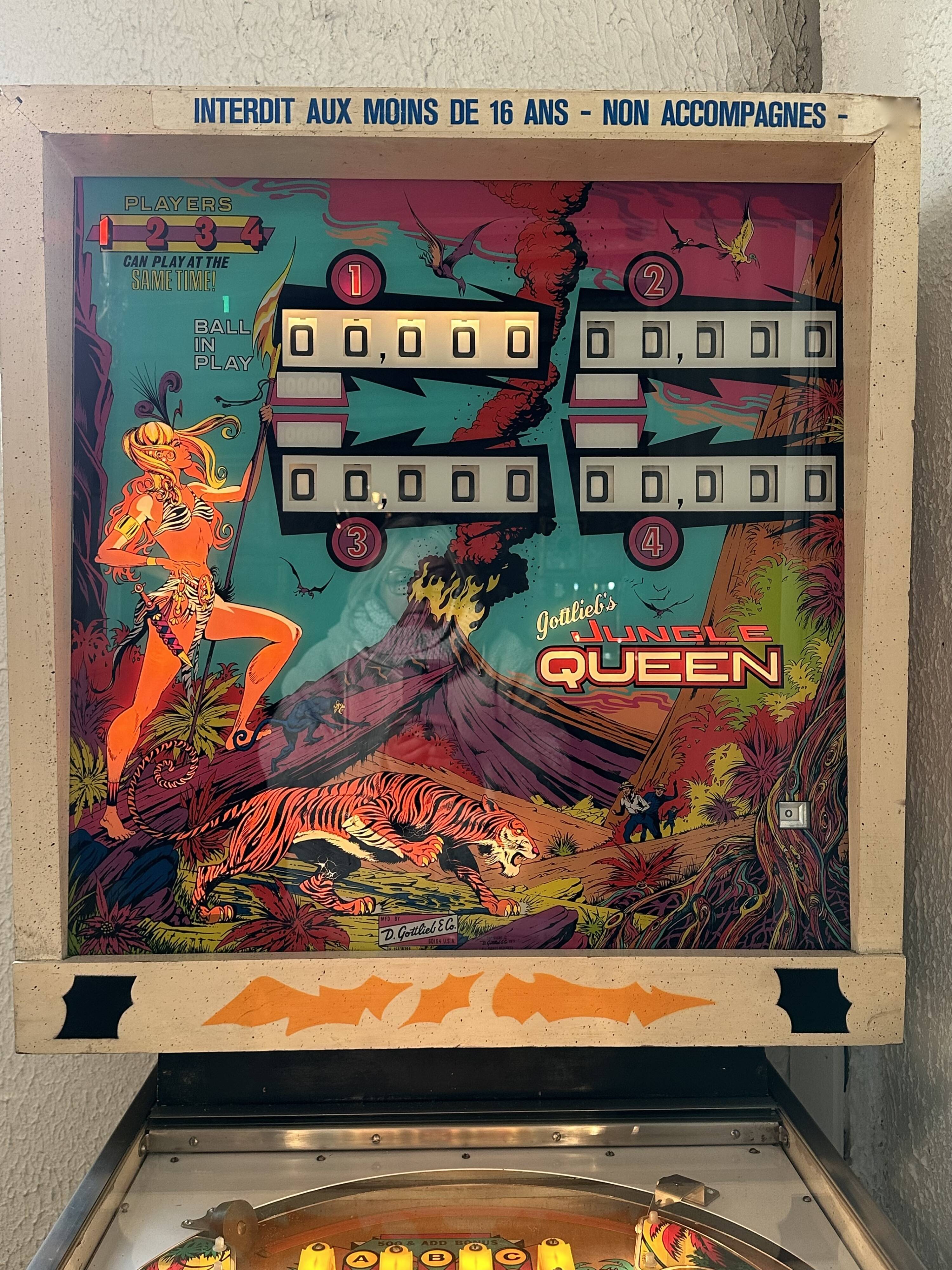 Pinball machine Jungle Queen Gottlieb USA 1977