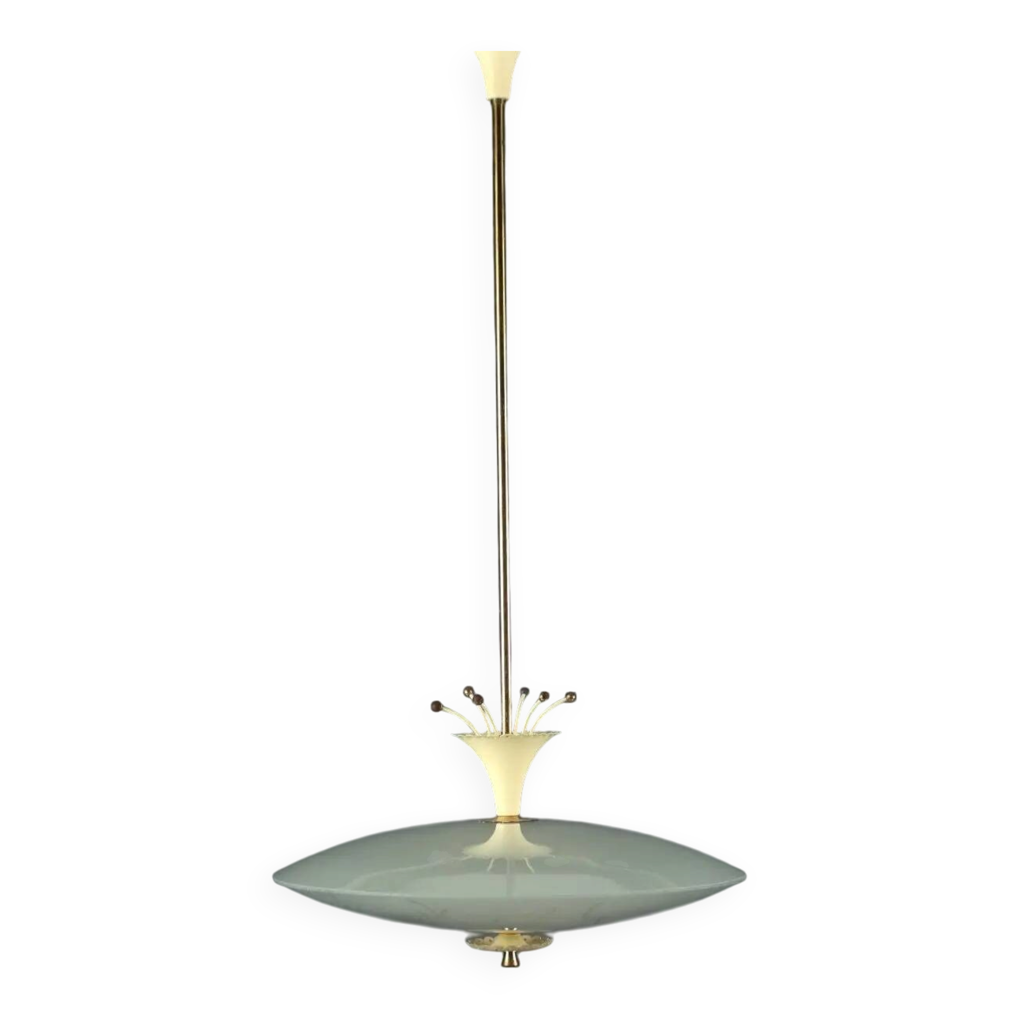 Vintage ceiling light in glass and aluminium, Italy, 1950s.