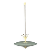 Suspension vintage design en verre et aluminium, Italie, années 1950