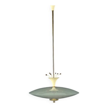 Vintage ceiling light in glass and aluminium, Italy, 1950s.