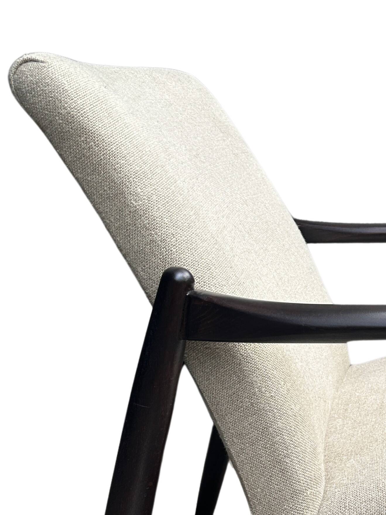 Pair of vintage GFM-64 pure linen armchairs by Edmund Homa, 1960s