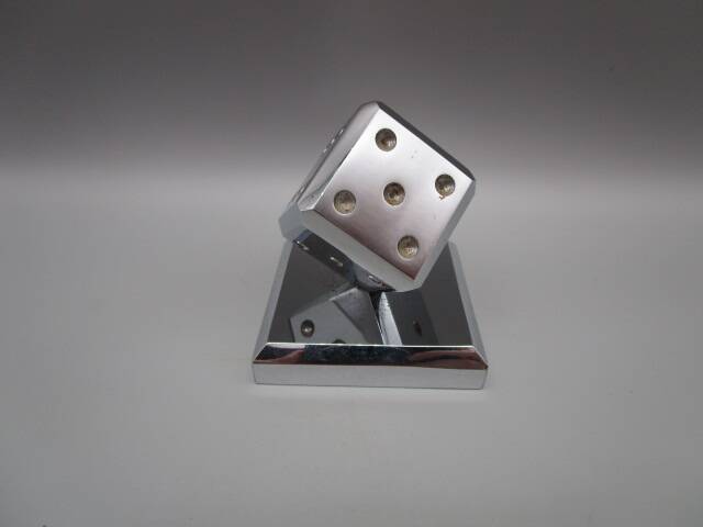Art Deco vintage chrome metal paperweight/bookend "dice"