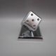 Art Deco vintage chrome metal paperweight/bookend "dice"