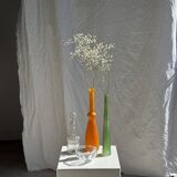 Vase soliflore en verre orange vintage H34