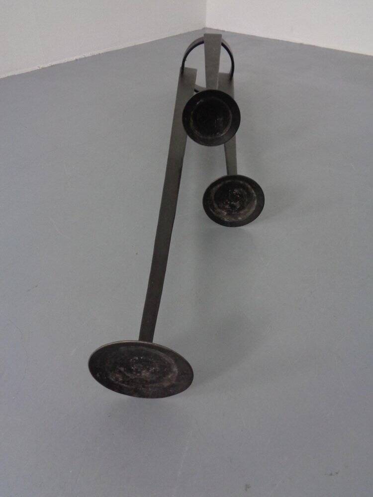 Large Brutalist Iron Candleholder, 1960s