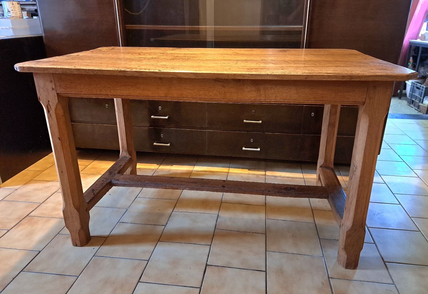 19th century farm table in solid oak
