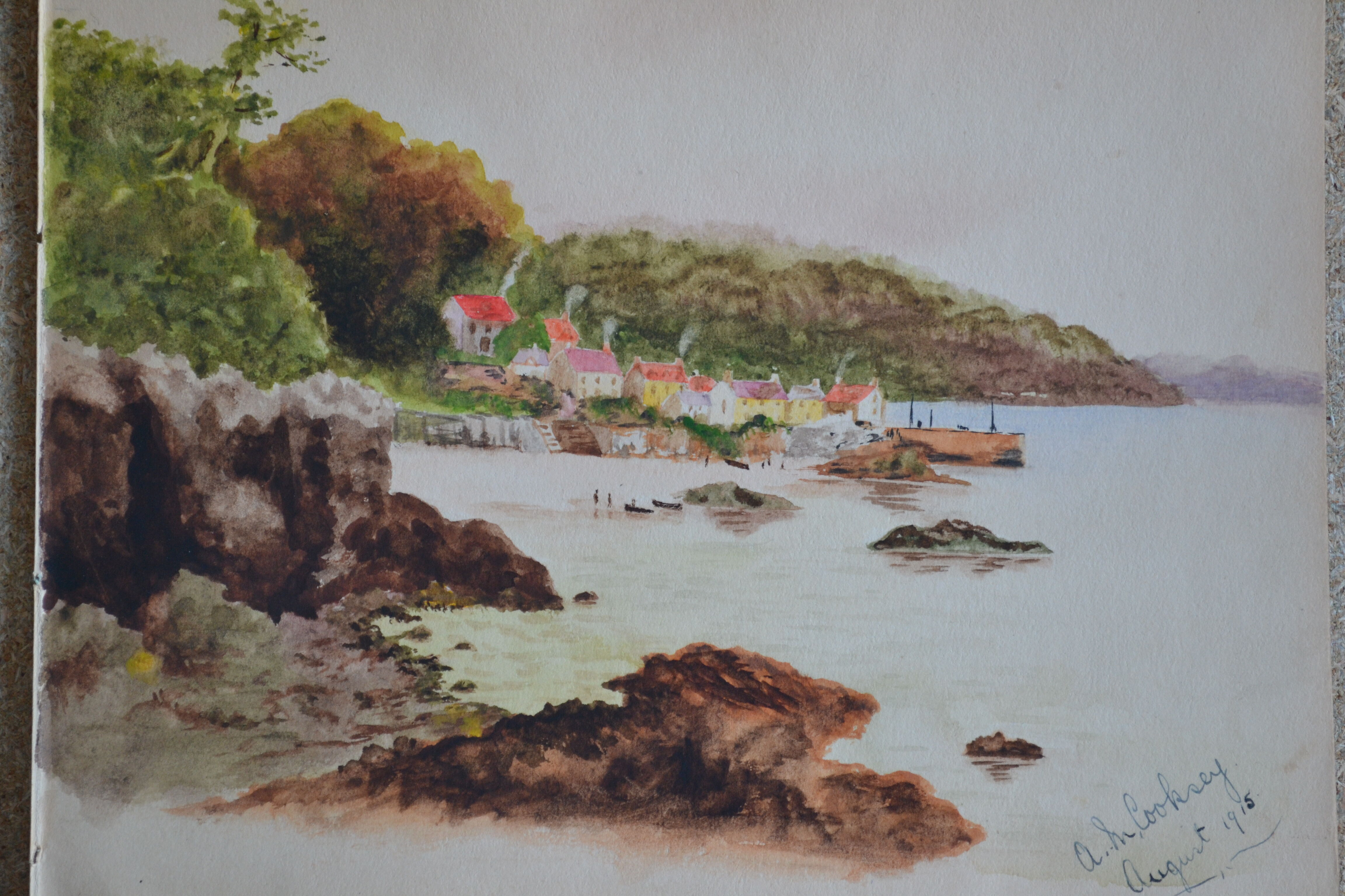 Watercolor painting circa 1910 english coast