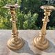 Pair of large candlesticks in gilded brass, 19th century.