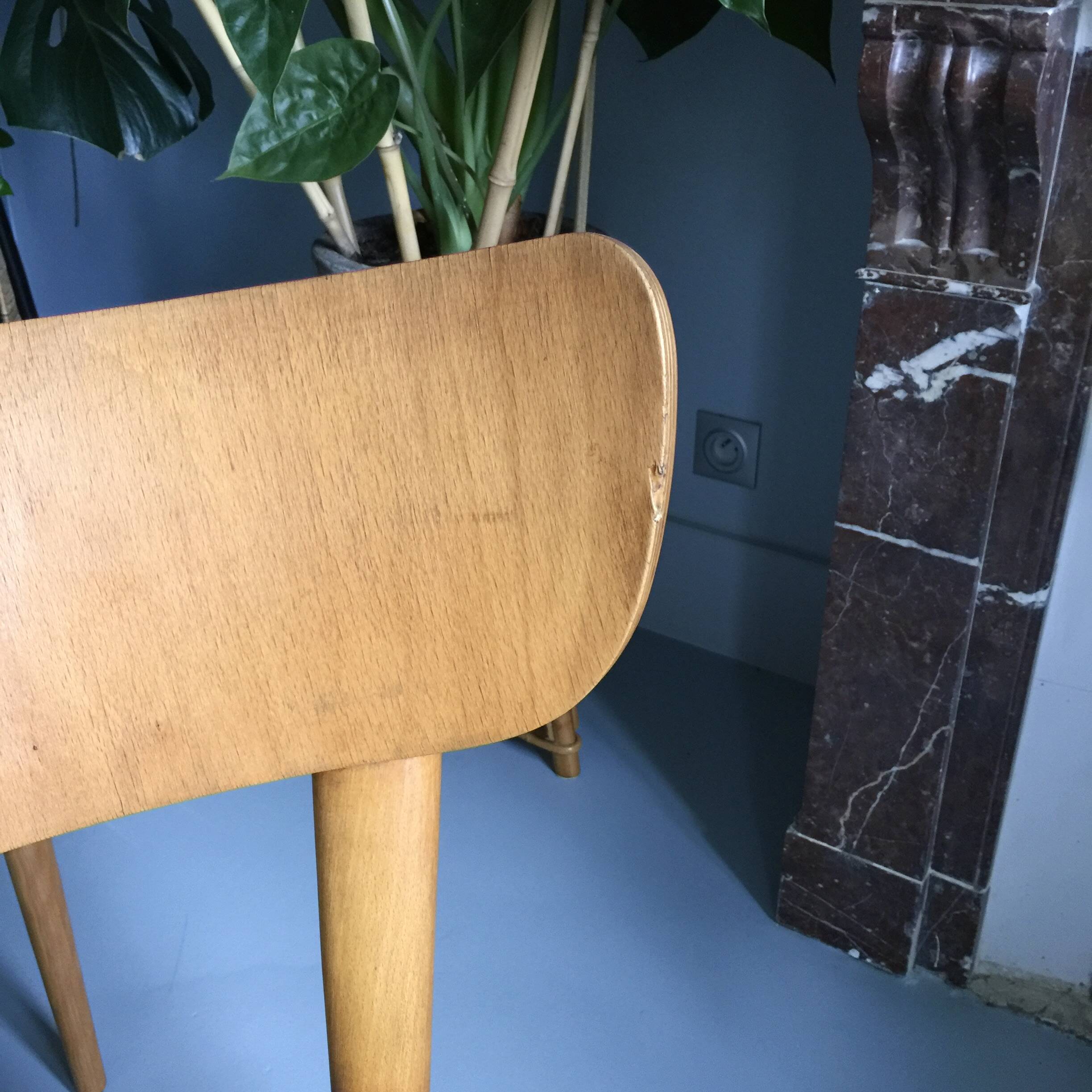 6 yellow and wood Thonet chairs