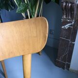 6 yellow and wood Thonet chairs