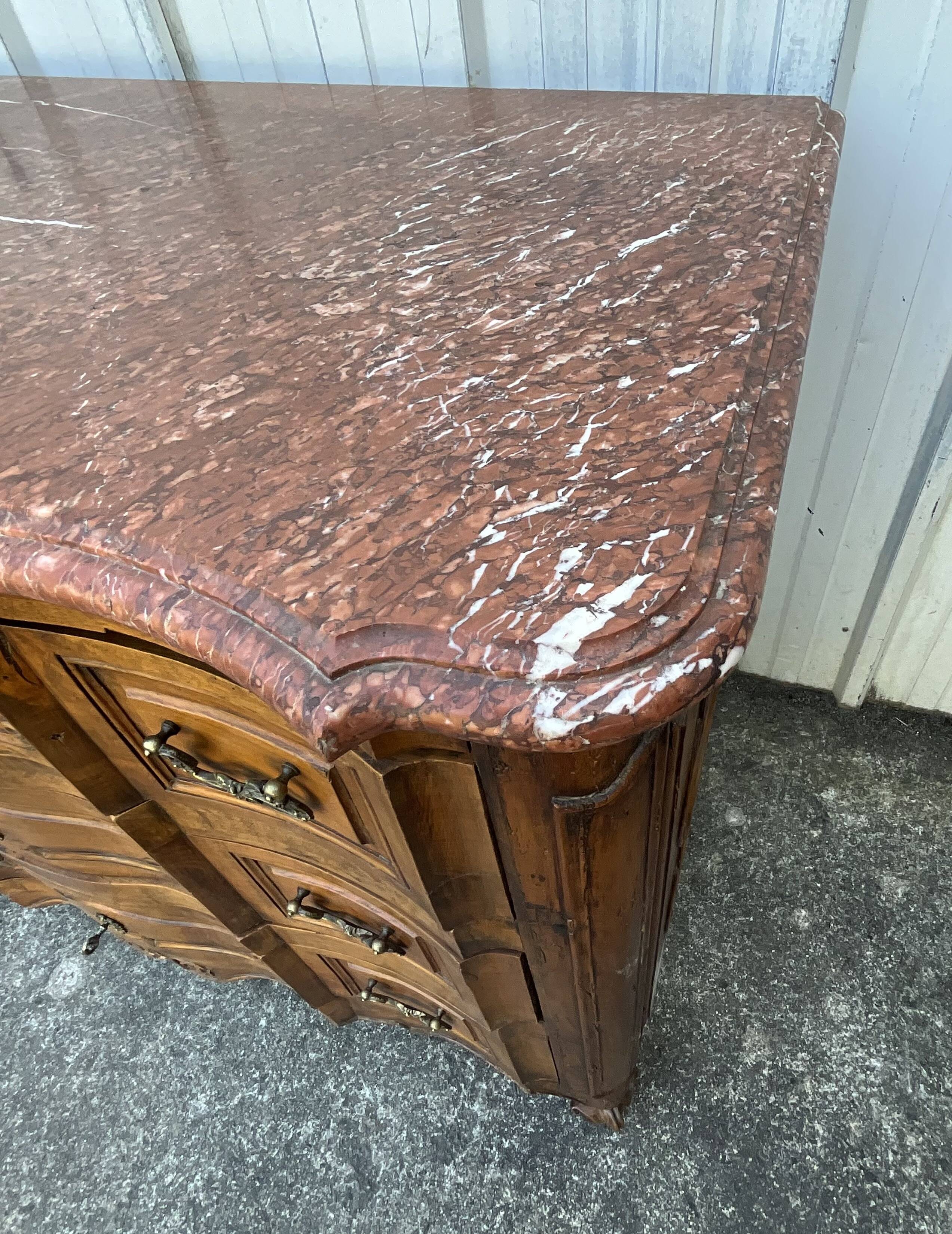 Louis XV Style Walnut Eel Chest of Drawers, Early 19th Century