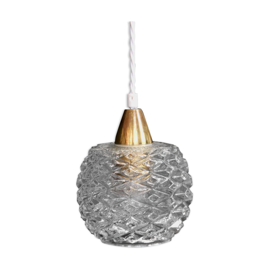Ancienne Suspension Globe en Verre Moulé | Australia