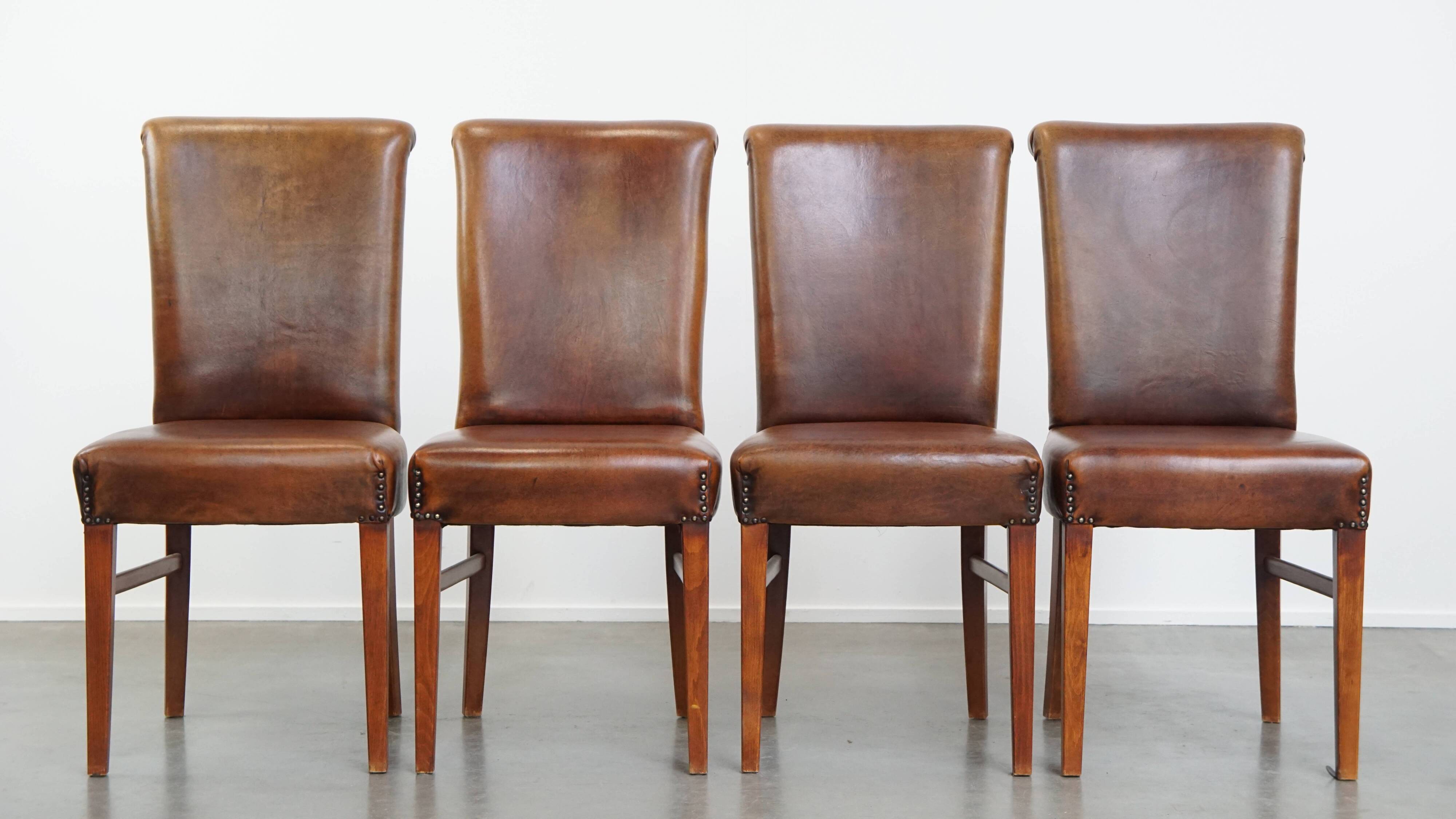 Set of 4 Sheepskin Leather Dining Chairs