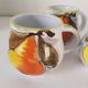 Trio of vintage Italian earthenware mugs, hand-painted – pear motif