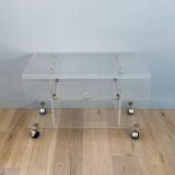 Vintage plexi glass trolley on casters