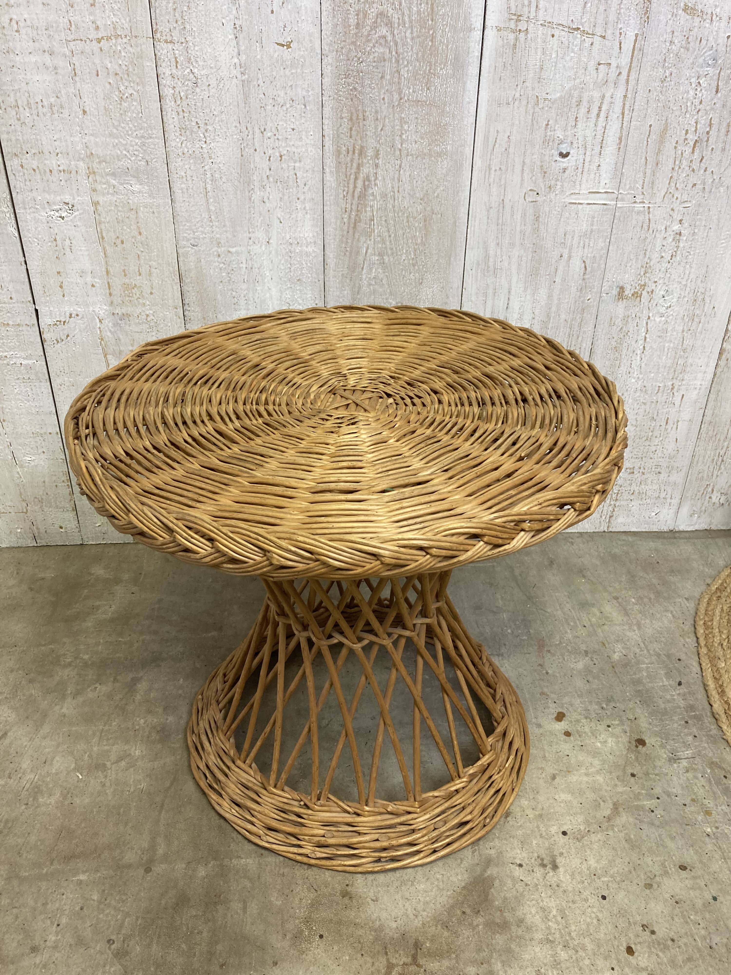 Vintage wicker pedestal table