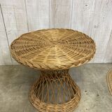 Vintage wicker pedestal table