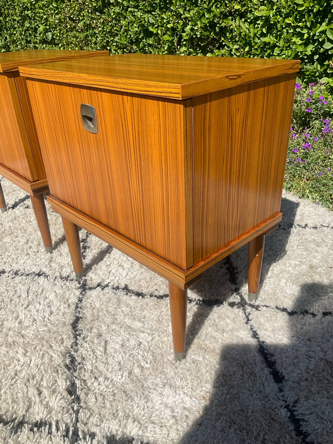 Vintage teak bedside tables from the 1970s.