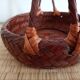 Japanese woven bamboo basket. Ikebana.