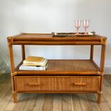 Rattan coffee table and cannage 60s