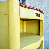 Bedside Louis XV patinated yellow and red