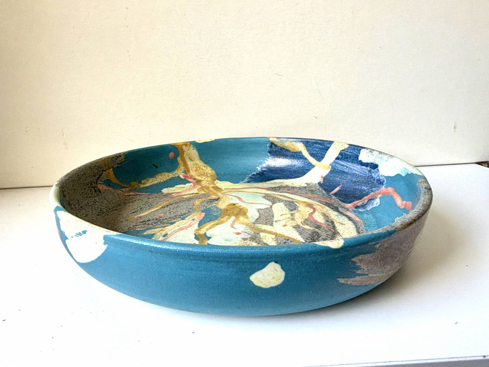 Vintage Danish Ceramic Art Studio Decorative Bowl signed