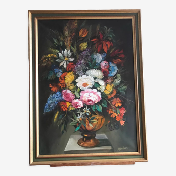 Nature morte aux fleurs, huile sur toile