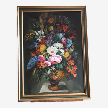 Still life with flowers, oil on canvas
