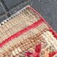 Tapis de Couloir Turc Vintage, Laine Rouge & Beige Géométrique, 83x388 Cm