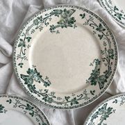 4 ironstone dinner plates "Rosa" Boch Freres Keramis BFK