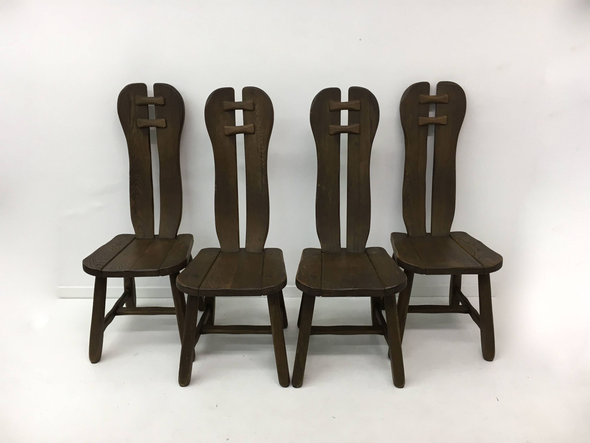 Set of 4 Belgian Brutalist Dining Chairs from De Puydt, 1970’s