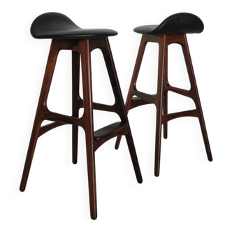 Scandinavian Bar Stools by Erik Buch, 1960s, Set of 2