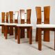 70's brutalist dining chairs in oak with bouclé fabric