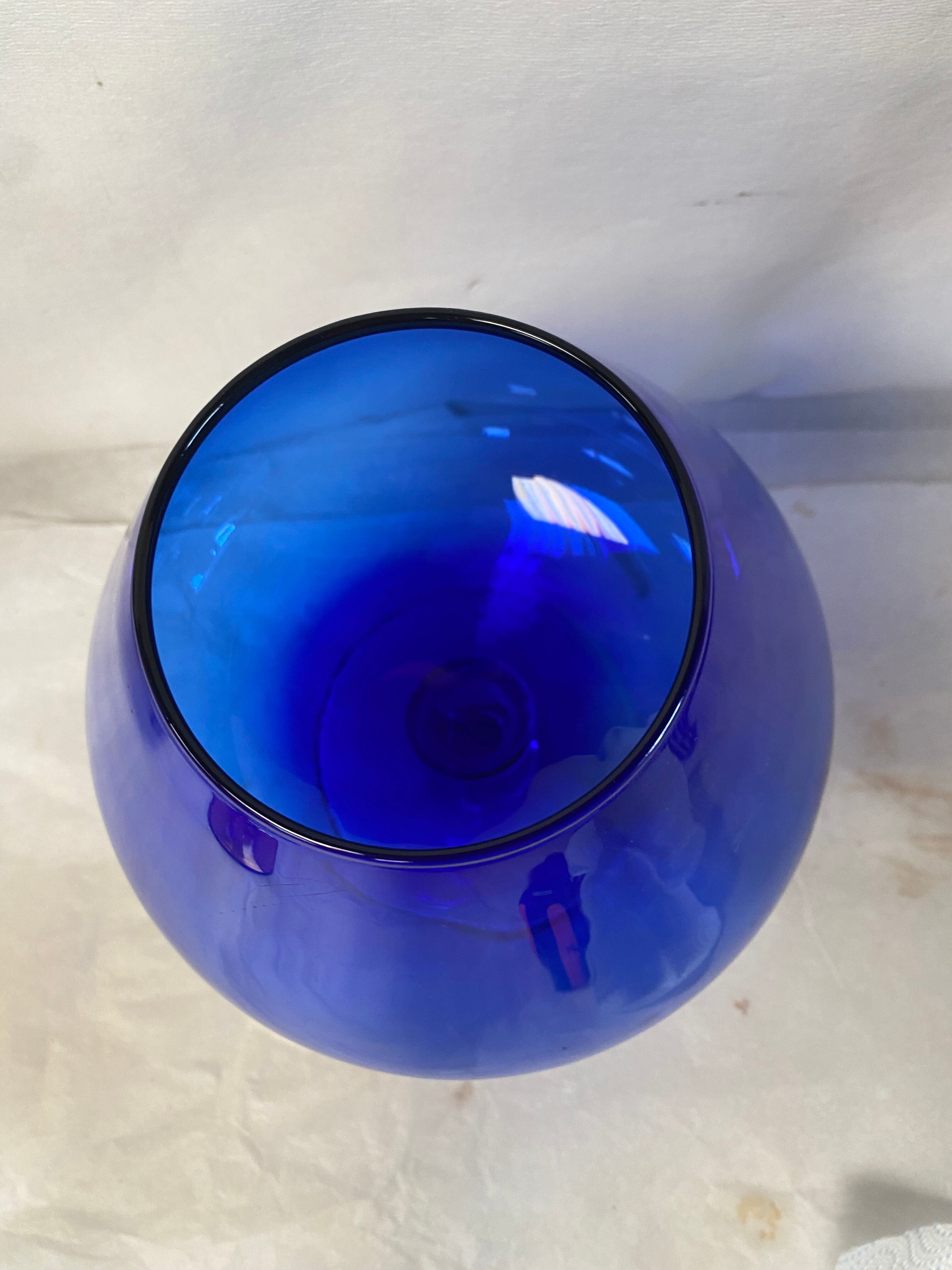Blue glass vase 50s