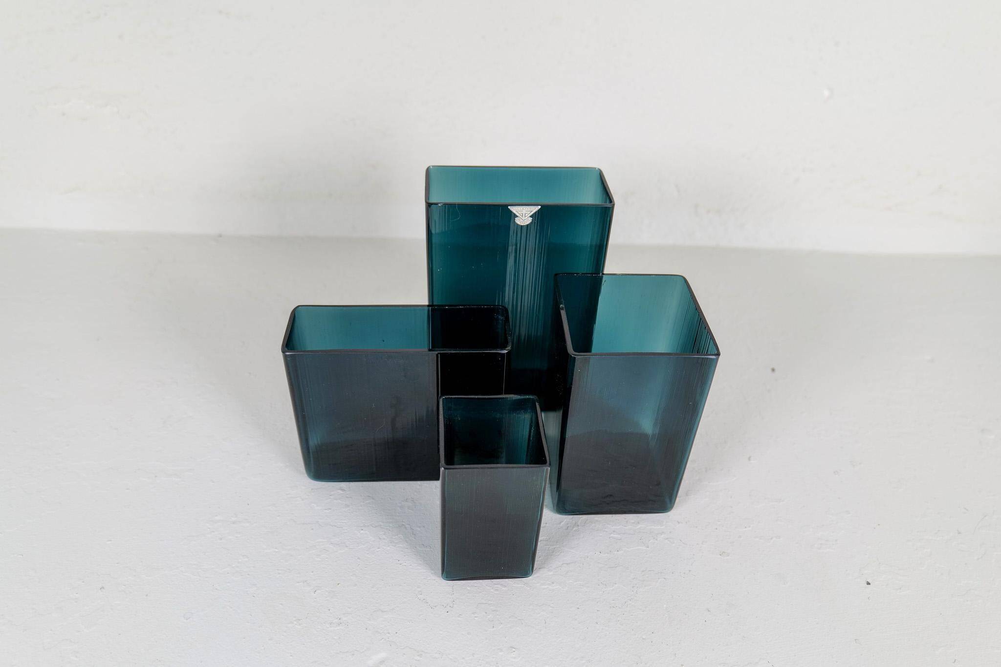 Midcentury Modern collection of ten "Ice" vases by Gullaskruf, Sweden, 1960s.