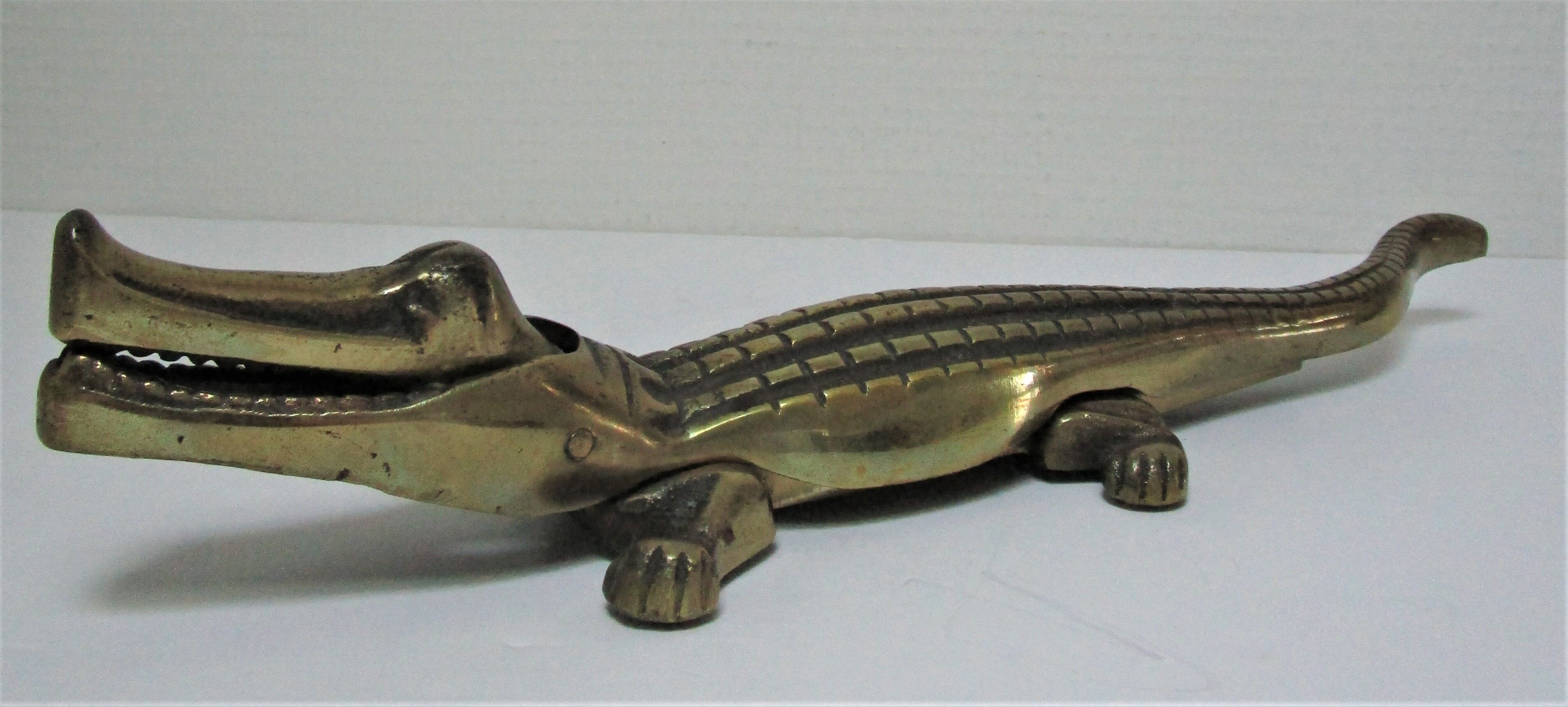 Nutcracker zoomorph alligator crocodile brass xl 35cm vintage