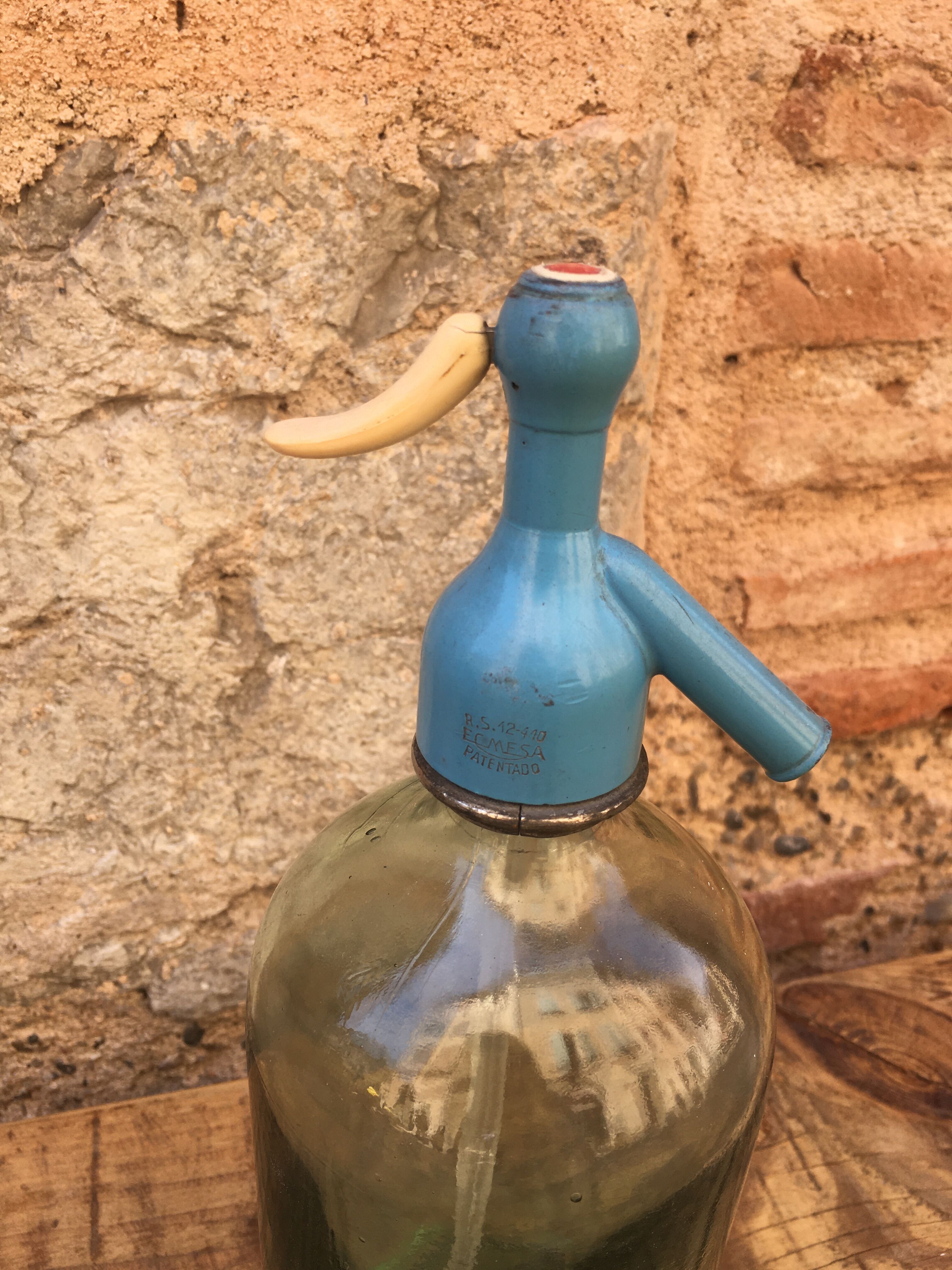 Siphon en verre bleu