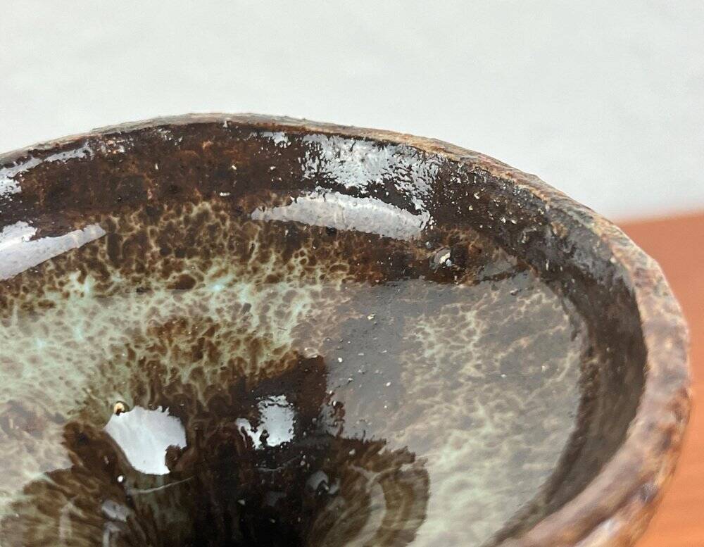 Vintage German brutalist studio mushroom vase by Gerhard Liebenthron, 1970s.