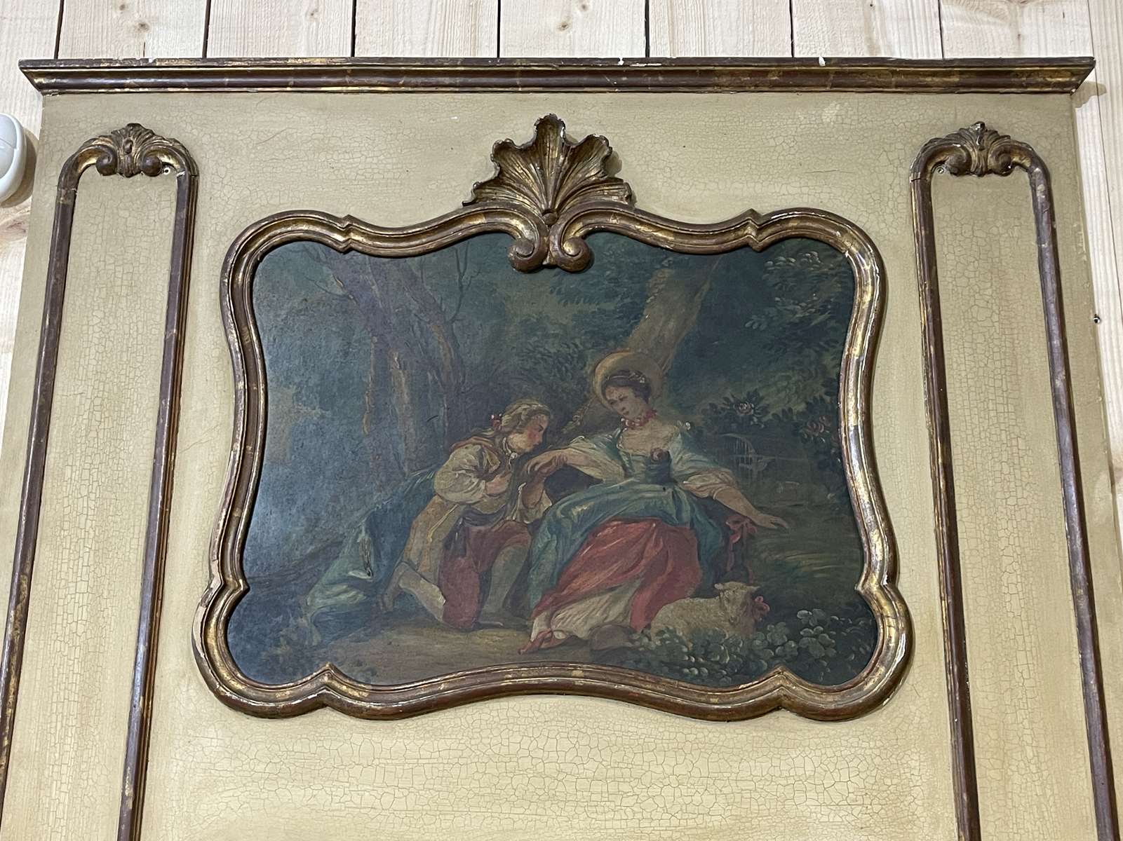 Trumeau Louis XV - late nineteenth - Romantic painting - 1m65x1m05